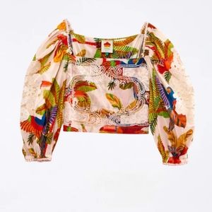 Farm Rio Off White Forest Birds Blouse